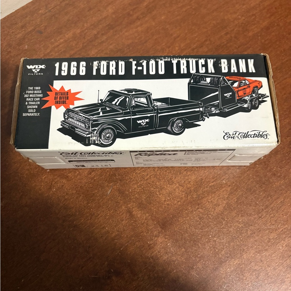 1966 Ford F-100 Truck Bank Boxed Collectible - Black/White